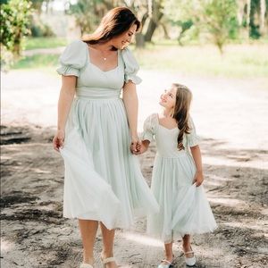 Mint blue midi dress